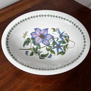 Portmeirion Botanic Garden Deep Oval Serving Bowl Dish 9" Clematis England Vtg.